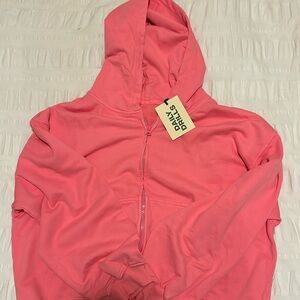 Daily Drills Oversized Pink Zip Hoodie